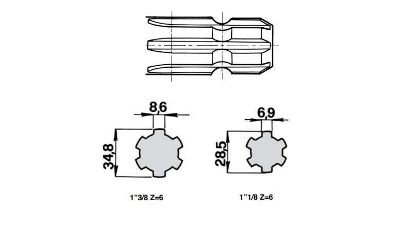 CARDAN -ADAPTER 1''3/8 naar 1''1/8