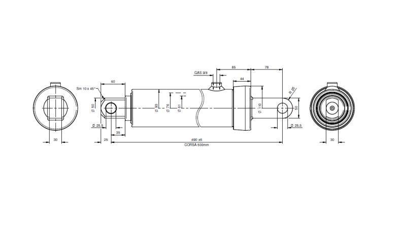 TELESCOPISCHE CYLINDER VOOR PLOEG 2 FASES