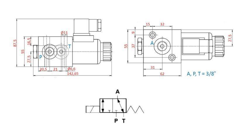 3-WEG KLEP 3/8 12V - 50lit