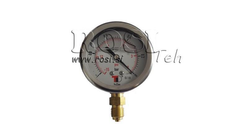 VACUÜMMETER DN63 VERTICAAL -1 - 0 BAR - 1/4